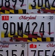 MARYLAND LICENSE PLATE - FLAG Graphic License Plate Tags Good Condition