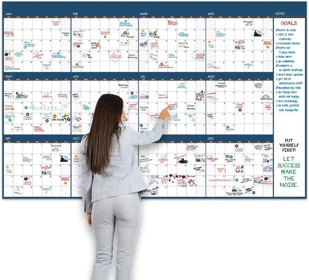 Large dry erase wall calendar - 48″ x 74″ - undated blank 48x72 undated  (blue) | ebay