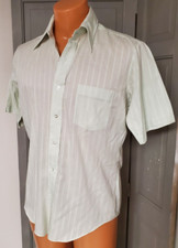 S Vtg 60s 70s KMART Shirt mod Disco Big pointed Collar soft thin SS light green