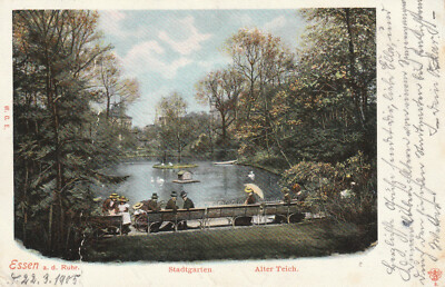 AK Essen a.d.Ruhr Stadtgarten Alter Teich von 1905 (W935)