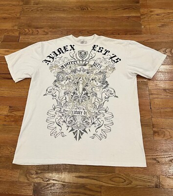 Vintage 90 s Avirex Skull And Bones Graphic T Shirt Men 3XL White