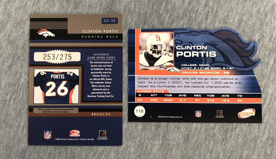 2003 Gridiron Kings Gridiron Cut #GC-52 Clinton Portis Jsy  253/275 ++++ - Image 2 of 2