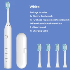 Sonic Electric Adult Toothbrush Rechargeable with 4 Replacement Brush Heads 5 Mo
