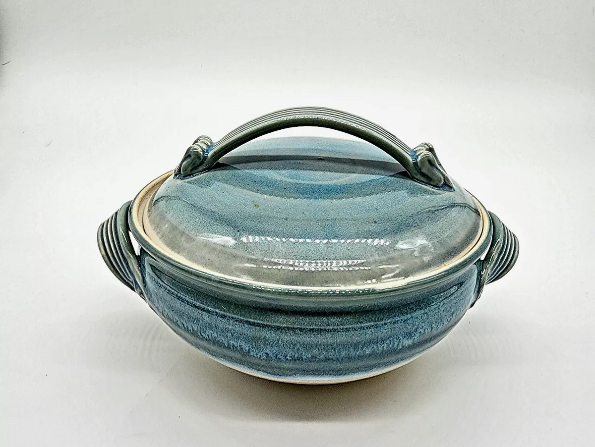 Handmade Ceramic Pottery Casserole Dish with Lid **SIGNED**