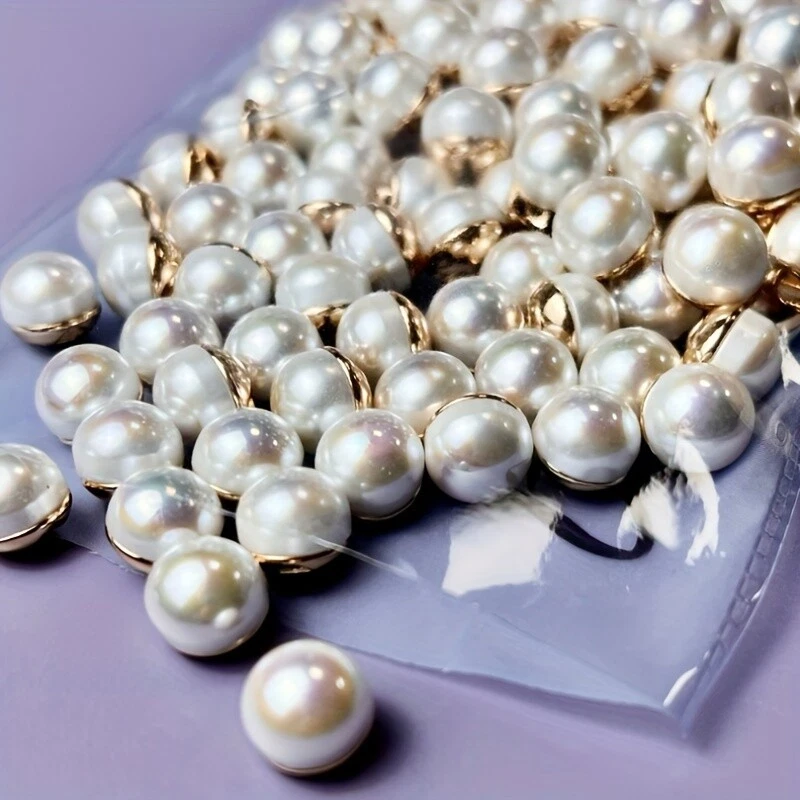 20x Faux Pearl White Round Buttons Decoration for DIY Crafts Sewing Shirt 10mm - Image 2 of 4