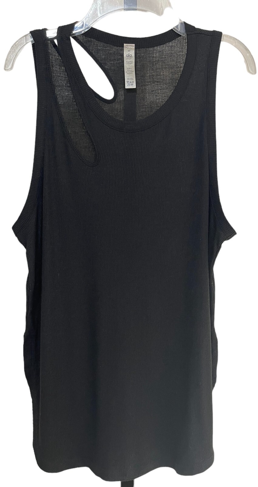 Alo Womens medium black strappy double strap on 1 arm tank top