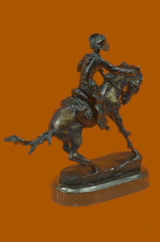 COWBOY" by FREDERIC REMINGTON! BRONZE cowboy BRONCO! HIS BEST ARTWORK FIGURINE - Zdjęcie 6 z 9