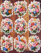 Flower Bunch Die Cut Vinyl Stickers Set Scrapbooking Laptop Waterbottle