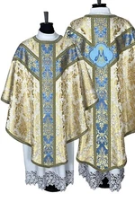 CHASUBLE marian, brocade , embroidery, stole burse maniple chalice veil