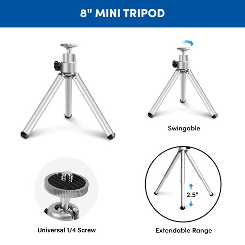Universal Phone Holder Mount, 8" Mini Tripod, Remote Selfie for iPhone/Samsung - Picture 5 of 9