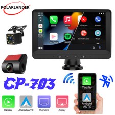7" Portable Car Stereo Radio Wireless Apple CarPlay Android Auto Touchscreen DVR