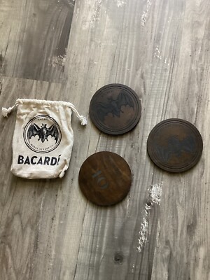 Bacardi Rum 3 Piece Wooden Coaster Set