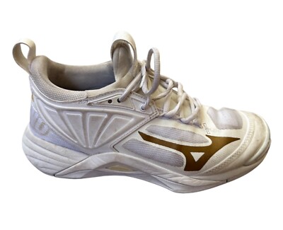 Mizuno Womens Wave Dimension Volleyball Shoes Size 8 White Sneakers Practice