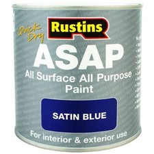 Satin Blue All Surface All Purpose ASAP Paint Rustins Quick Dry 500ml UK Made