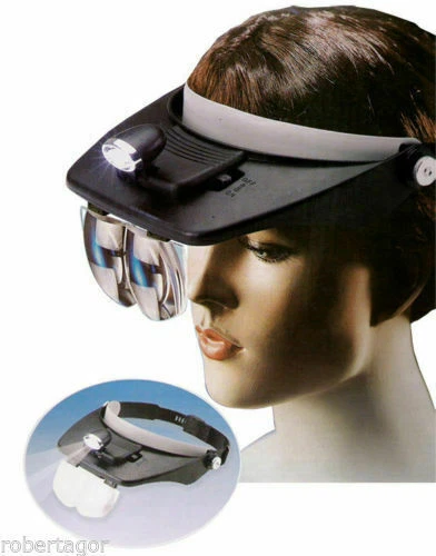 FRONT FLASHLIGHT VISOR LIGHT GLASSES 4 MAGNIFYING LENSES DIY