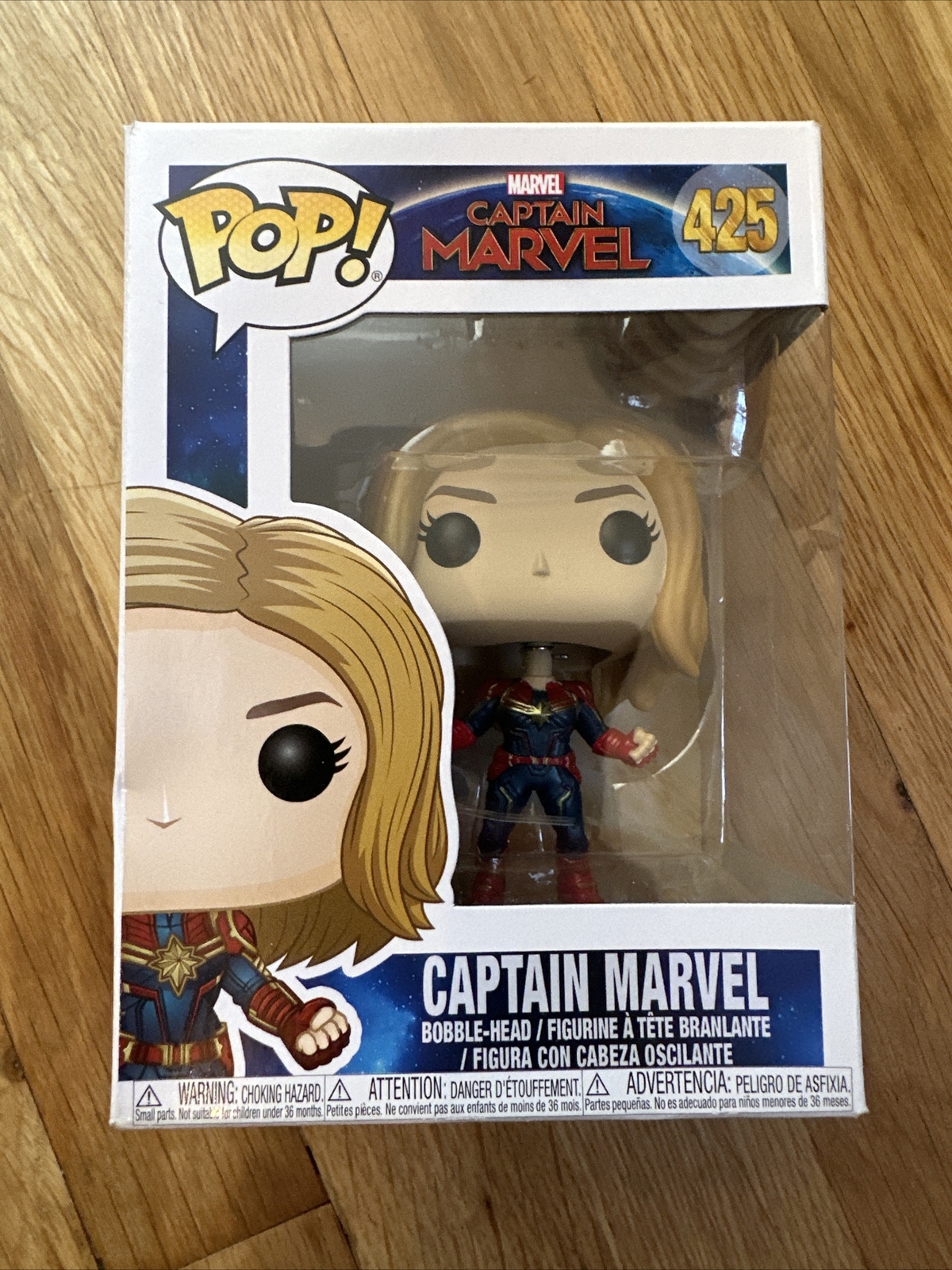 Figura De Vinilo Funko Pop #425 Captain Marvel Bobble Head Nueva En Paquete