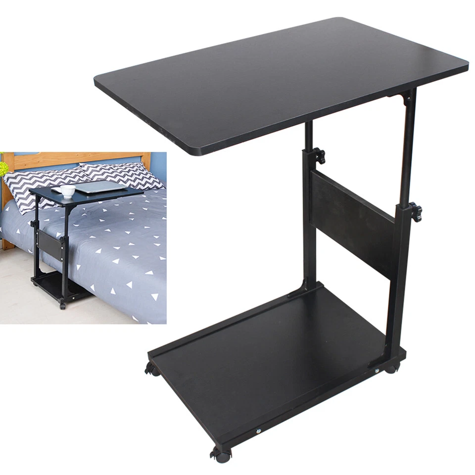 Over The Bedside Table with Wheels, Hospital Rolling Adjustable Desk - Image 4 of 4