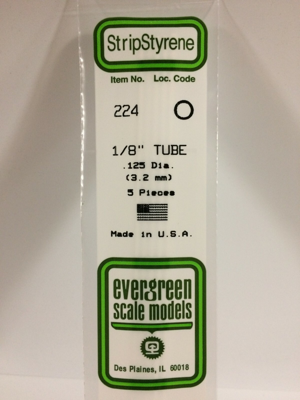 Evergreen EV0224 Tubetto 350mm diametro 3,2mm (5pz) modellismo