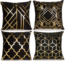 Home Decorative Set of 4 Throw Pillow Covers Gold Foil Pillow Covers 18  18 Inch