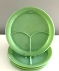 Set/4 Fire King Jadeite Divided Plates w/ Tab Vintage Oven Ware Restaurant Grill