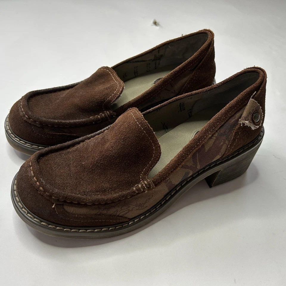 Zapatos de plataforma subterránea London para mujer 9 gruesos tacón bloque cuero lona Foto 2 de 4