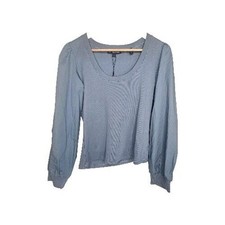 Veronica Beard Slate Blue Anabel Long Balloon Sleeve Women's Top Size L