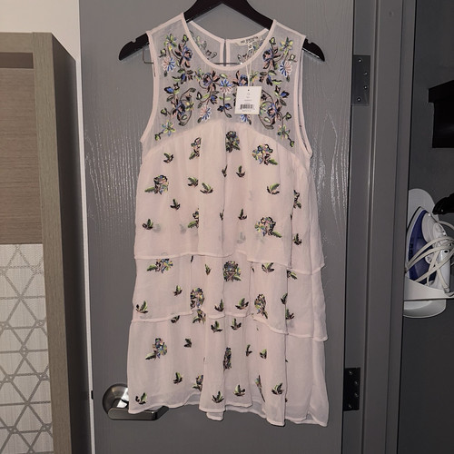 Sundance Catalog Floral Embroidered Tiered Pink Large $195