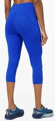 Lululemon Fast and Free Crop II 19'' Non-Reflective Cerulean Blue Athleisure sz 8