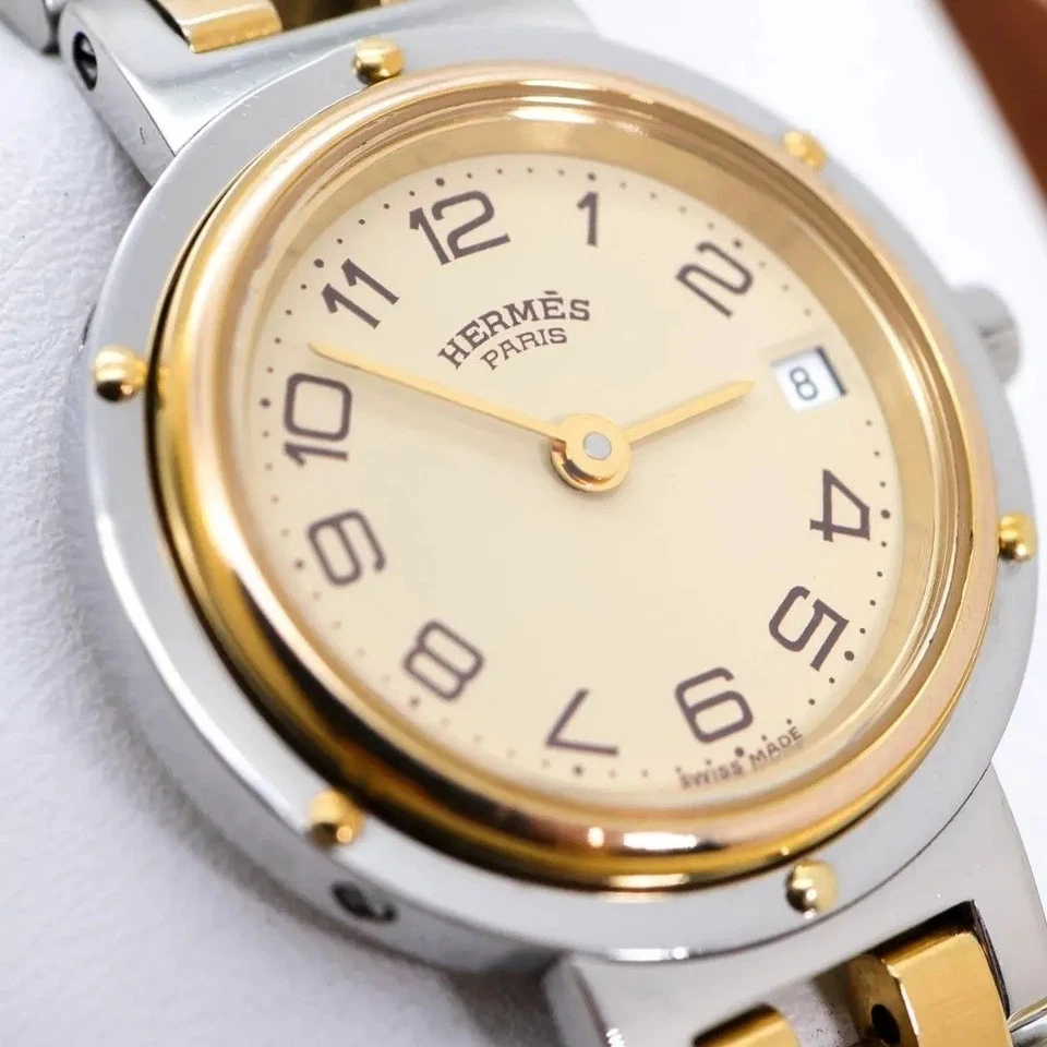 爱马仕 Clipper 金色女士石英手表全新电池二手,快速发货 — 第 2/4 张图片