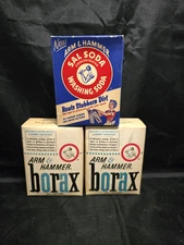 UNOPENED  Vintage 1950’s  Box Arm + Hammer Borax Laundry Freshener Soap Booster