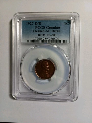 1927 D/D Lincoln Cent PCGS Genuine Cleaned- AU Detail RPM FS-501