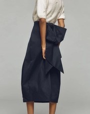 NWT Anthropologie Maeve Sculpted Midi Bow skirt Black Sz 4