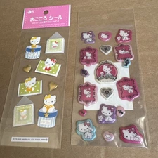 2005 SANRIO HELLO KITTY Puffy Sticker Sheet + Miniature Gift Tag Sticker Sheet
