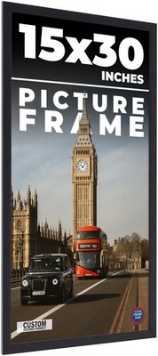 15x30 Frame Black Real Wood Picture Frame Width 0.75 inches | Interior Frame Dep