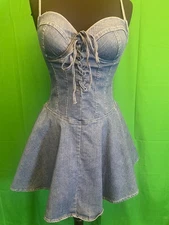 Denim Skater Dress with Corset Top