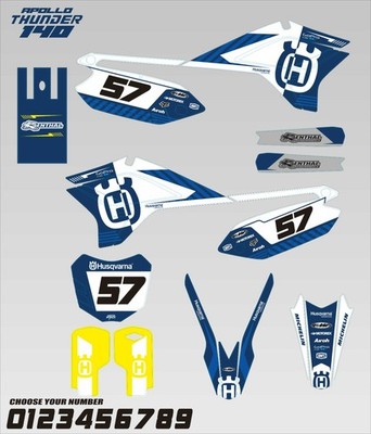 CUSTOM Grafik Kit für RFN Apollo 140 Bike Wrap Aufkleber WEISS BLAU HUSQ