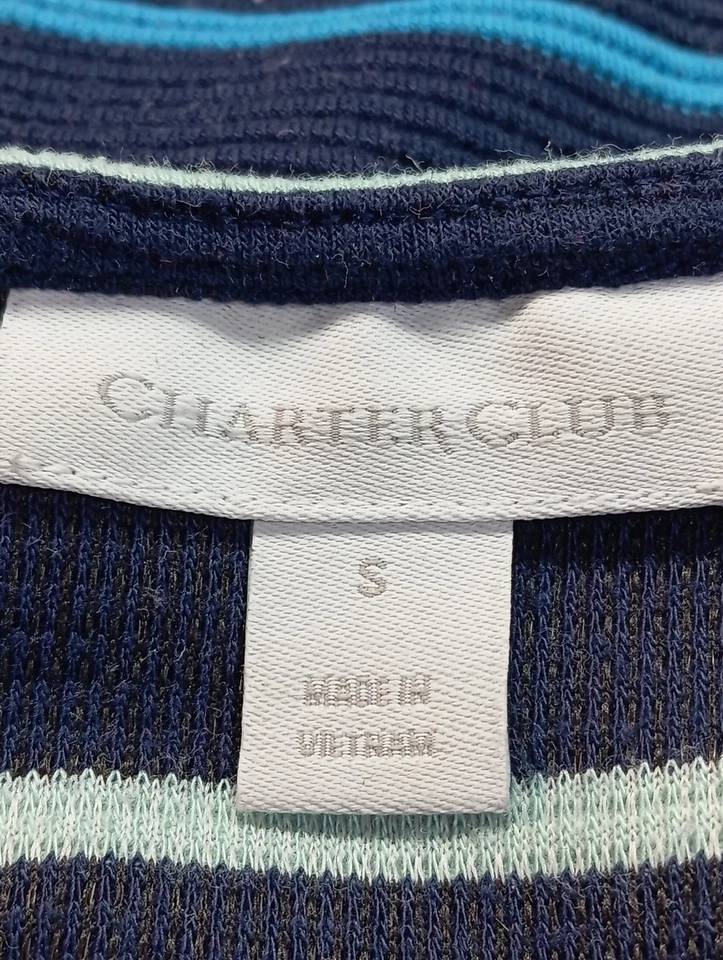 CHARTER CLUB Pull ras du cou Dames Pull T EU 36 bleu-turquoise-blanc - Photo 4/4