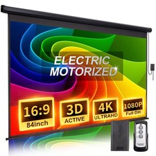 Projector Screen Motorized 84 Inch 16:9 HD Electric Projector Screen Pull Dow...