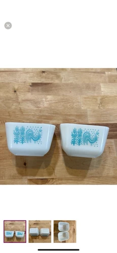 Pyrex Turquoise Amish Butterprint Rooster 1 1/2 Cup #501 Vtg Refrigerator Dish