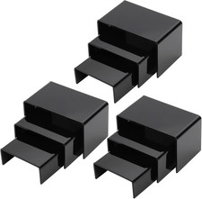 9-Pack Black Acrylic Display Risers for Jewelry, Collectibles, Figures, Desserts