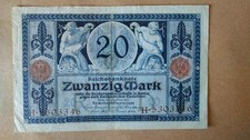 1915 germany 20 mark VF beautiful