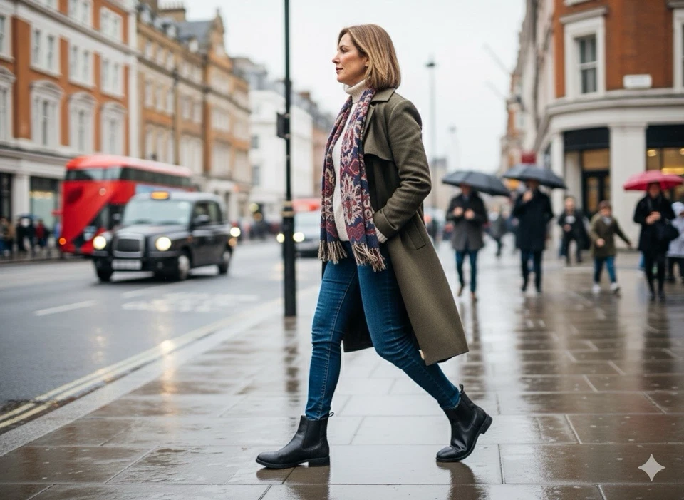 Thursday Boot Company Duchess Chelsea Mujer 7 Negro Cuero Botines Clásicos Foto 2 de 4