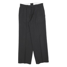 Femmes Noir Coupe Standard Jambe Droite Pantalon W28 L28 Classique Zip Fermeture