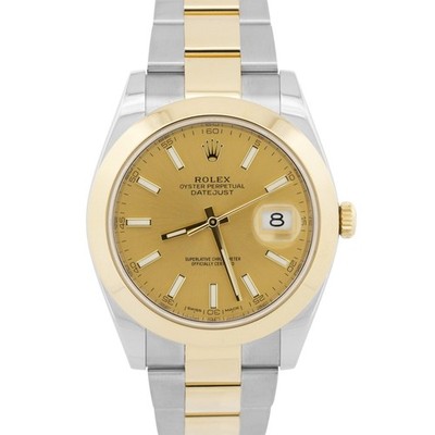 2018 PAPERS Rolex DateJust CHAMPAGNE 18K Gold Steel OYSTER 41mm 126303 Watch BOX