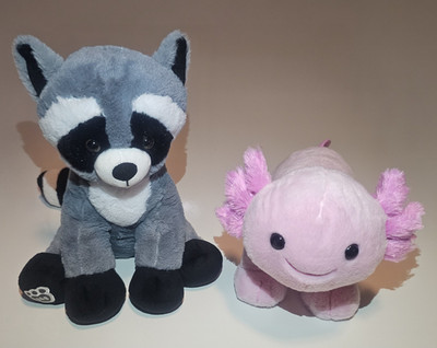 Build-A-Bear Workshop Washable Online Exclusive Raccoon & Pink Axolotl Plush