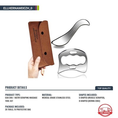 Kit 2 Herramientas Gua Sha Acero Inoxidable Masajeador Muscular IASTM NEW