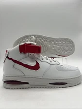 Mens Size 11 Nike Air Force 1 Mid Evo Leather White red Sneakers FB1374 102