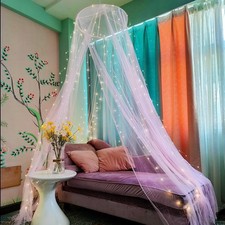 Bed Canopy Mosquito Net with 250pcs Warm Curtain Lights, Bed Canopy