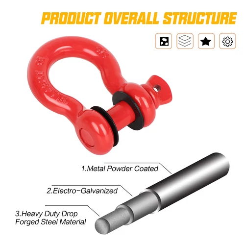3/4'' D-Ring Shackles w/Backer Plate Bolt on Clevis Bumper Mount Brackets Black - Picture 11 of 11