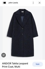 John Lewis And/or Ladies Leopard Wool Coat Uk 10 New With Tags (918)